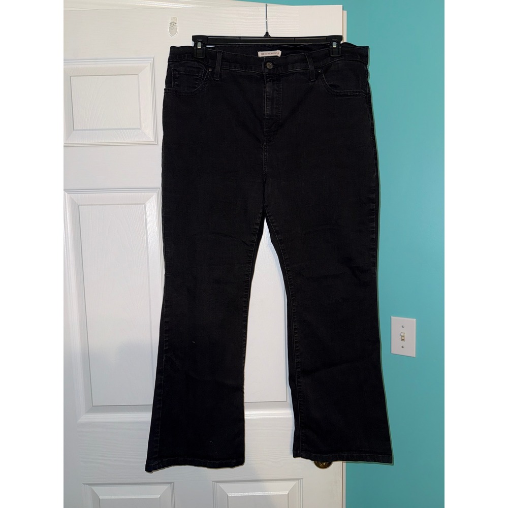 Levis 725 High Rise Bootcut Jeans Womens 18W Black Denim Pants 18 M